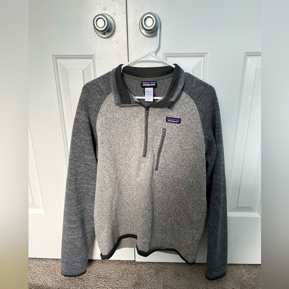 Patagonia Men’s medium Better Sweater 1/4 Zip Fleece Two tone gray